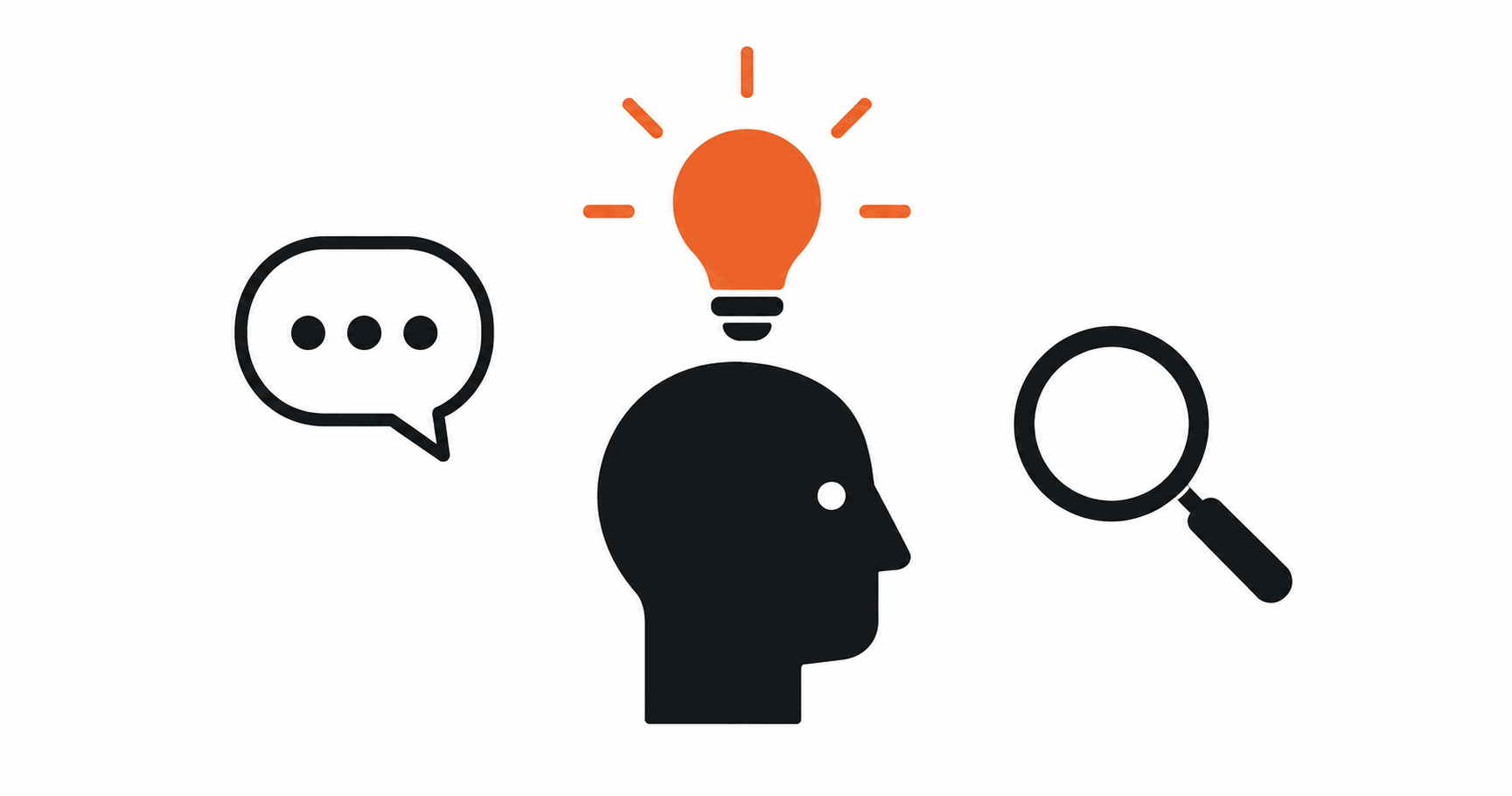 The AI tools I actually use for thinking and research, a flat vector head with a lightbulb, chat bubble, and magnifying glass