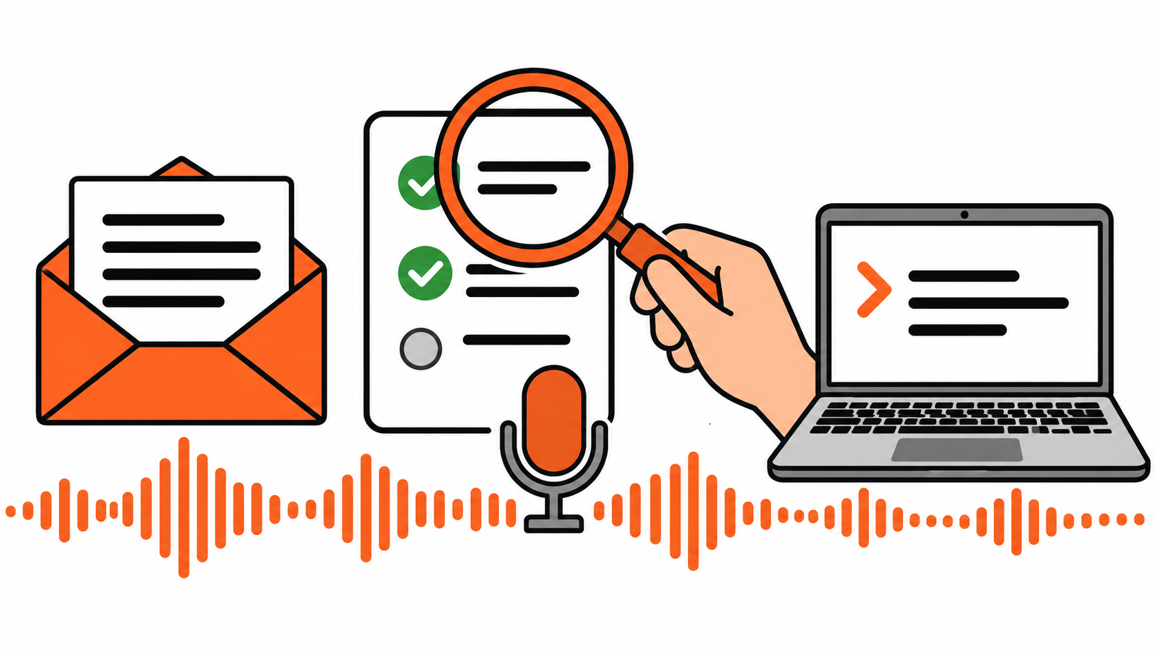 Rhino Voice switching test with an email, task checklist and AI prompt reviewed before use