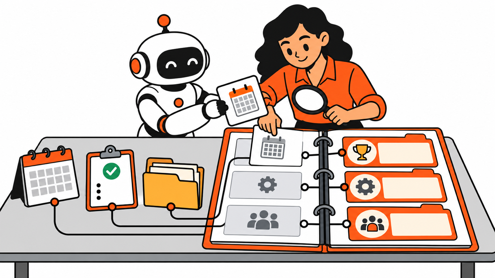 Self-evaluation with AI matching completed work records to a factual review draft